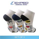 exped kids casual cotton charcoal anklet socks 3d0931 set of 3