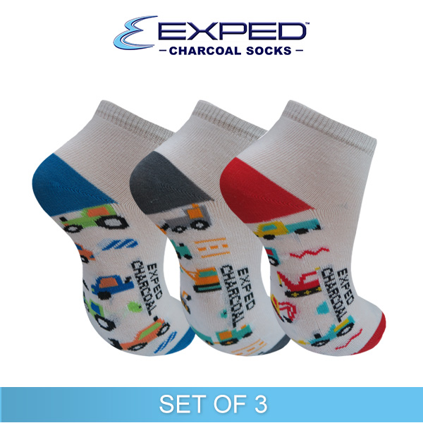 exped kids casual cotton charcoal anklet socks 3d0932 set of 3