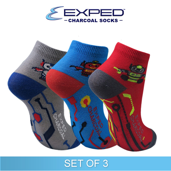 exped kids fashion cotton charcoal anklet socks 3d1032 set of 3