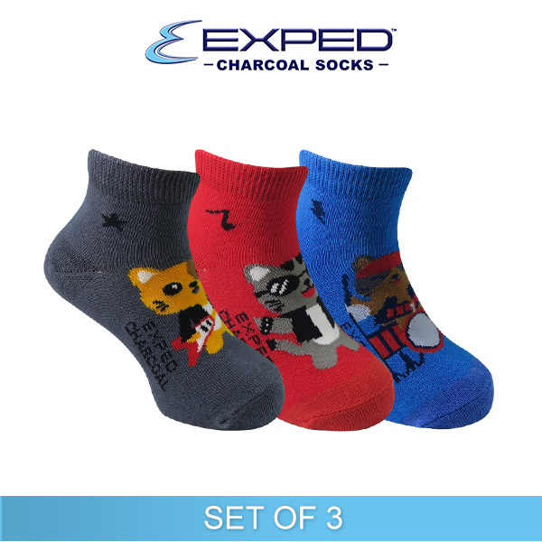 exped kids fashion cotton charcoal anklet socks 3d1231 set of 3