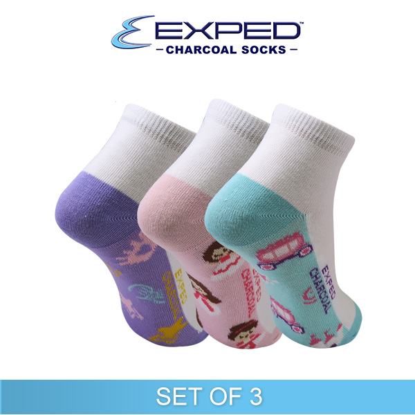 exped kids casual cotton charcoal anklet socks 3e0476 set of 3
