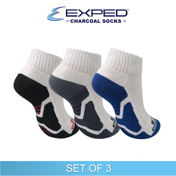 exped kids sports cotton charcoal anklet socks 3b0132 set of 3