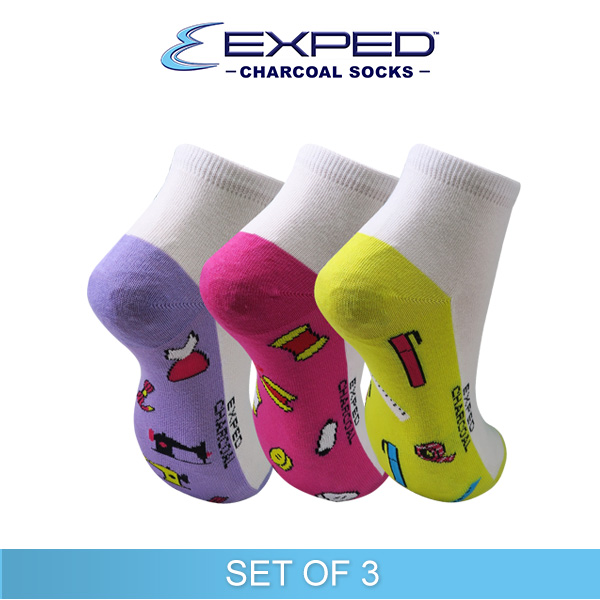 exped ladies casual cotton charcoal anklet 4e0453 set of 3