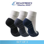 exped men sports thick cotton charcoal half terry low cut socks 5d0666 set of 3