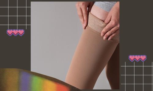 Woman wearing warm and cozy stockings
