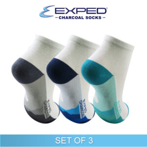 exped ladies casual cotton charcoal anklet socks 4g0277 set of 3